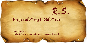 Rajcsányi Sára névjegykártya